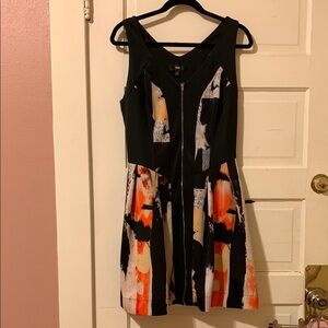 Mossimo Supply Co Black and Orange Fit and Flare Mini Dress